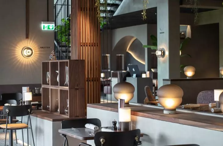 Lamps from the New Wave collection at UNDA restaurant, Design by Us