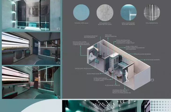 Interior design of an accessible railroad carriage