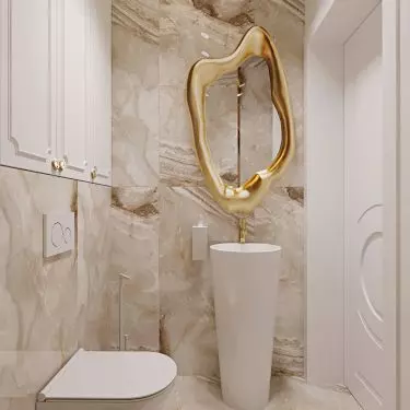 A striking mirror is the focal point of the arrangement