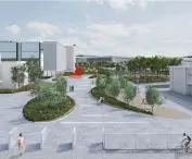 nowy zielony pasaż na poznańskich Targach, przyjazny skrót w dzielnicy Łazarz, wizualizacja  