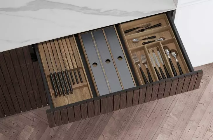 Wooden organizers are made of veneered oak plywood