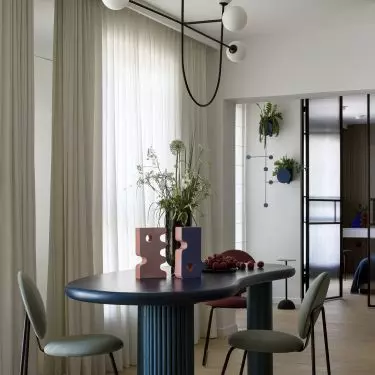 Cobalt dining table has an interesting form