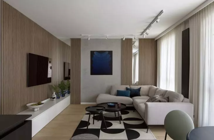 Gray corner is the focal point of the living room 