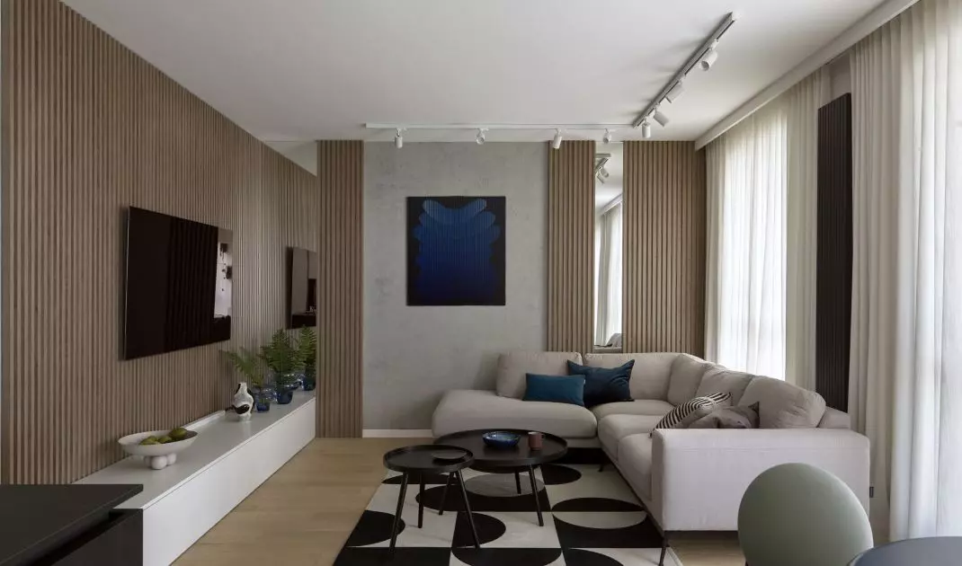 Gray corner is the focal point of the living room 