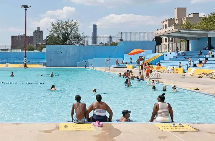 Kosciuszko public pool in Bed-Stuy, Brooklyn, pro-designed by Only-If, 2019-2020; the pool was designed by Morris Lapidus