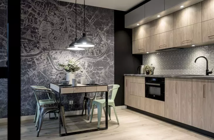 The map on the wall will be a perfect addition to the loft interior