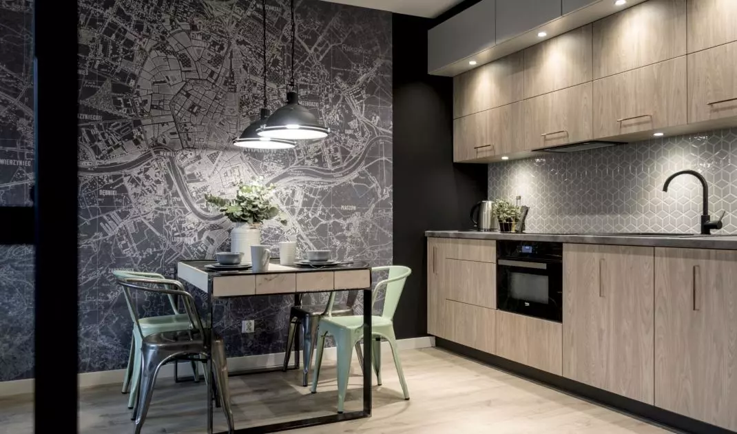 The map on the wall will be a perfect addition to the loft interior