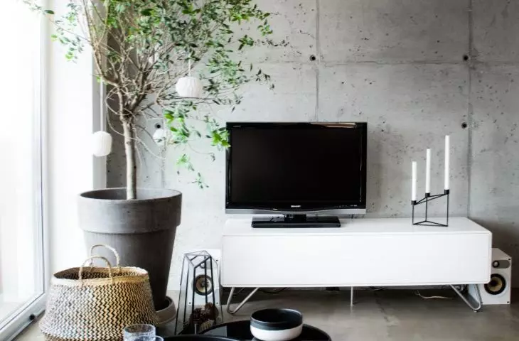 Concrete floor will give the interior a raw feel