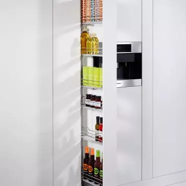 You can turn even very narrow shelves into a pantry