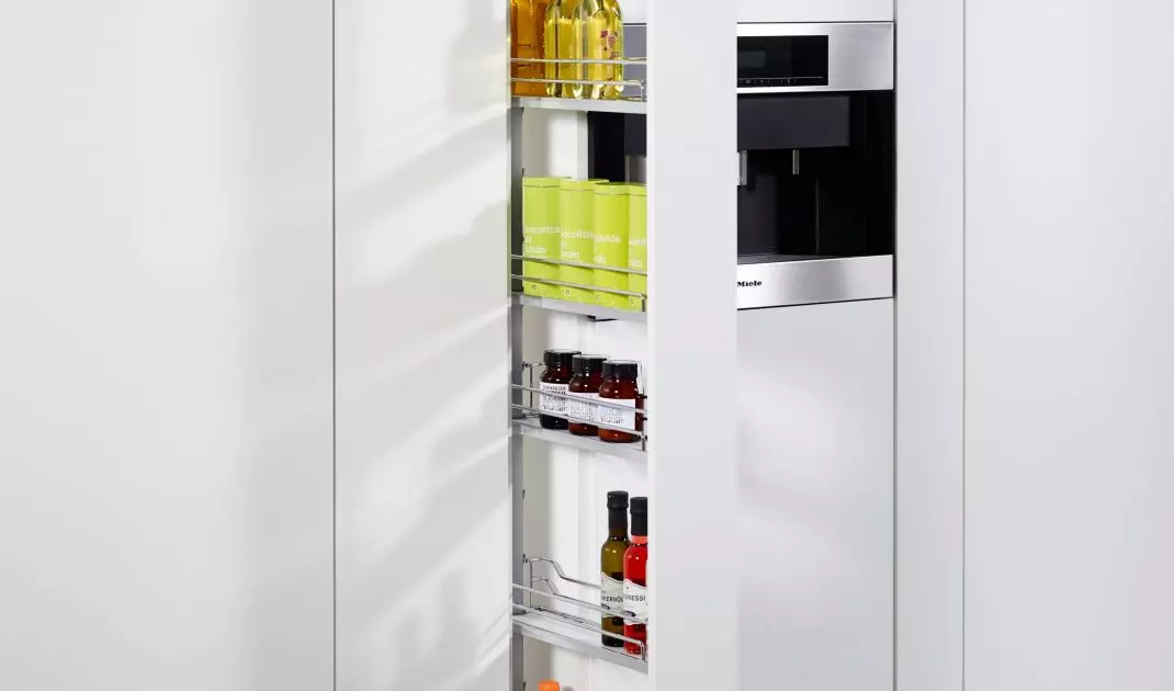 You can turn even very narrow shelves into a pantry