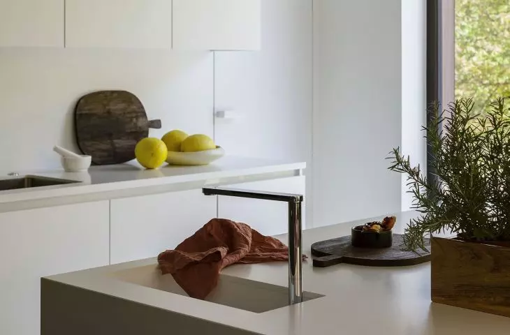 The second sink is located on the island