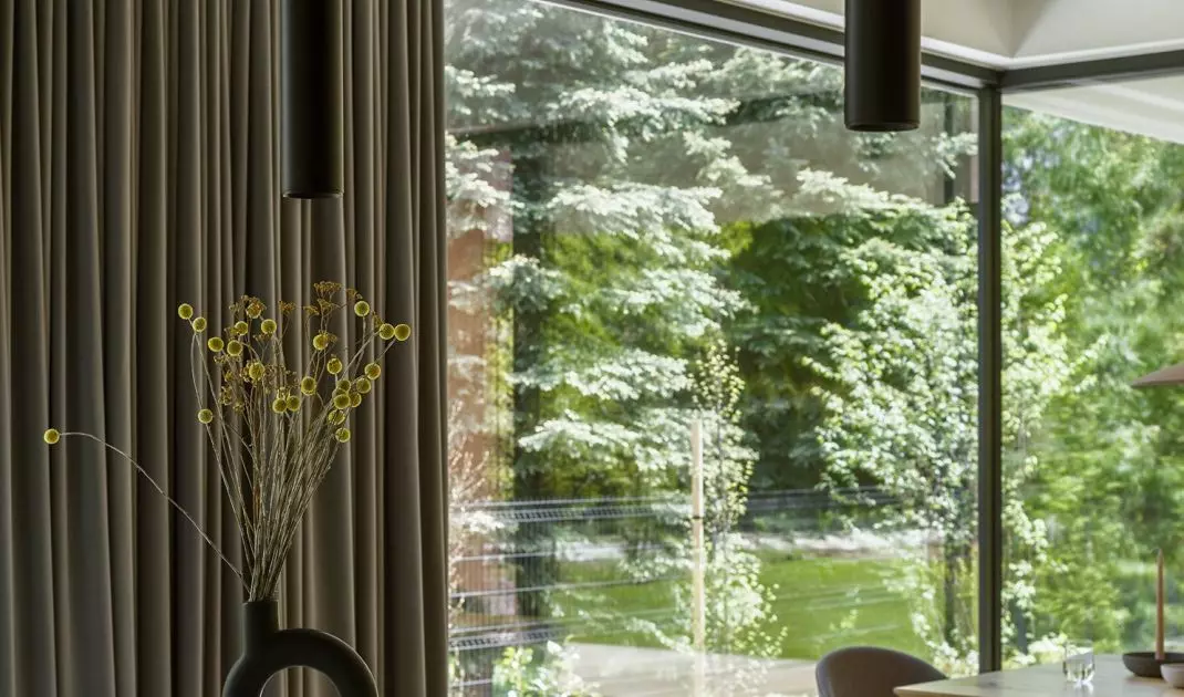 Large windows make the kitchen appear spacious