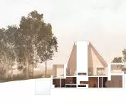 Projekt Olive Heart składa się z dwóch poziomów a jego centrum jest piec opalany drewnem