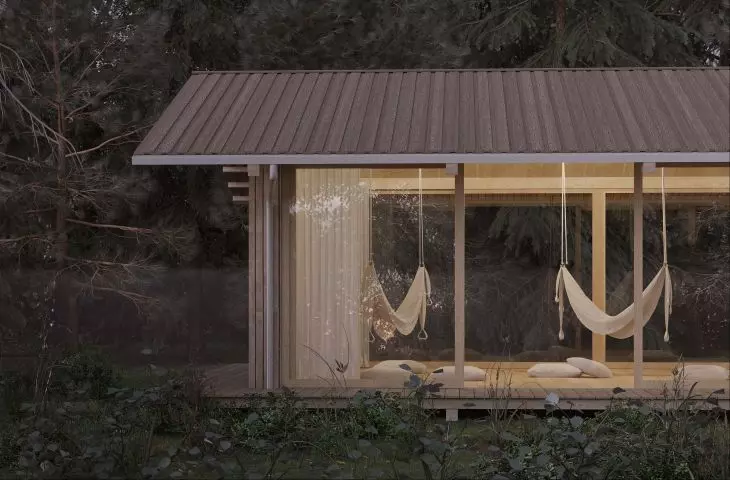 The yoga room is open to the environment