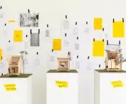 Exhibition view, gazebo mock-ups interpreting the concept of luxury