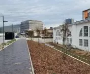 Pewuki Square, view from the south, from the right: hall No. 2, administrative building, Fair Center, East entrance