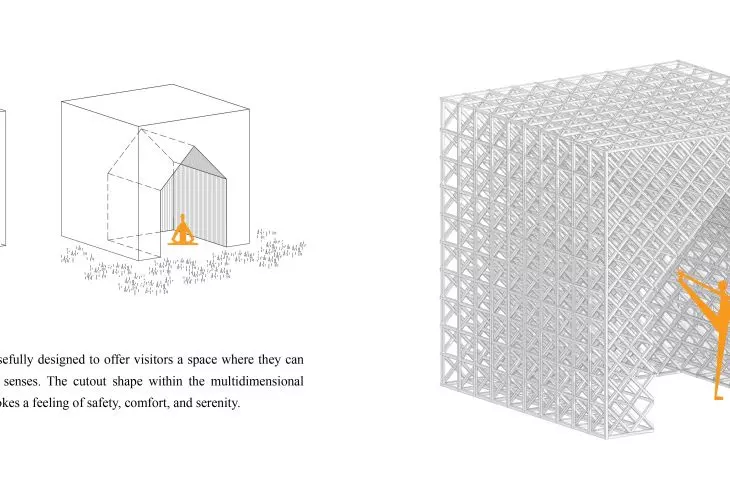 The architect additionally designed a meditation cabin