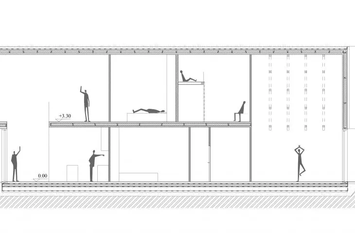 The Austra's Shelter, cross-section A-A