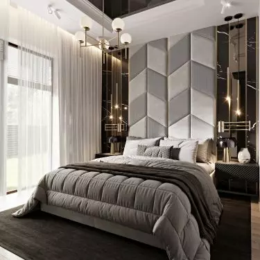 The bedroom was decorated in the modern classic style