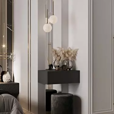 Gold accessories add elegance to the interior