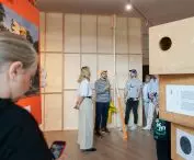 Walls from previous expositions were used as walls