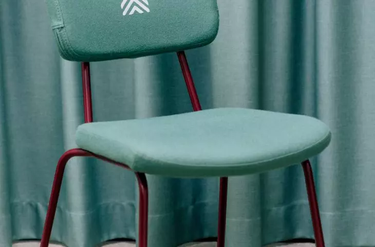 chair detail with agency logo