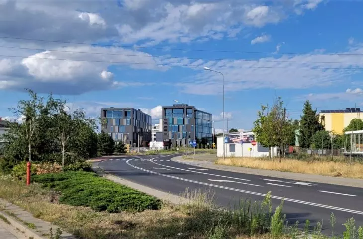 biurowce Castor i Pollux, ul. Kopanina, Poznań, widok od południa z ul. Klinkierowej