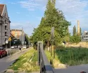 Krzyzowa street and the construction site of the new wing of the Degi hospital
