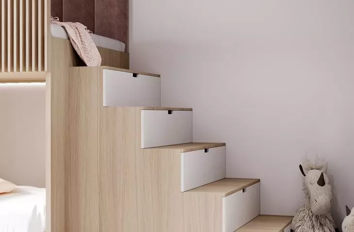 The stairs have been used for storage space