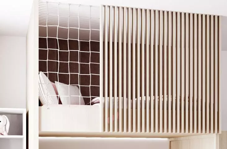 The bunk bed is the main element of the arrangement