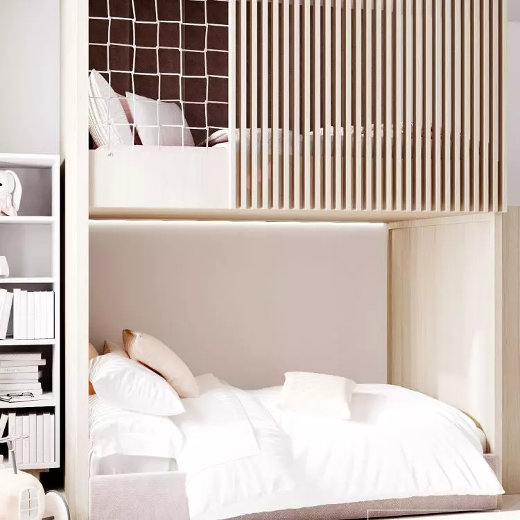 The bunk bed is the main element of the arrangement