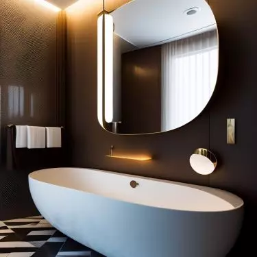  A bathtub with an interesting design enhances the aesthetics of the bathroom. It helps create an atmosphere of luxury. From the point of view of ecology and economy, it is not the best solution, so it is worth choosing beautiful, but small bathtubs.