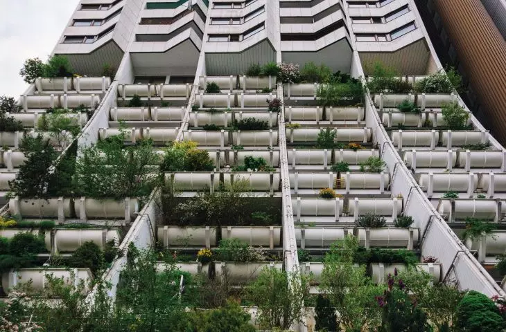 The terraced massing of Wohnpark Alterlaa, a modernist housing development in Vienna, is drowned in greenery and is an example of successful 1970s municipal construction