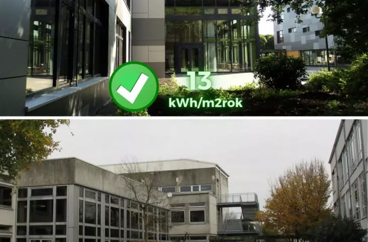 example of upgrading a complex of several school buildings to a passive building standard