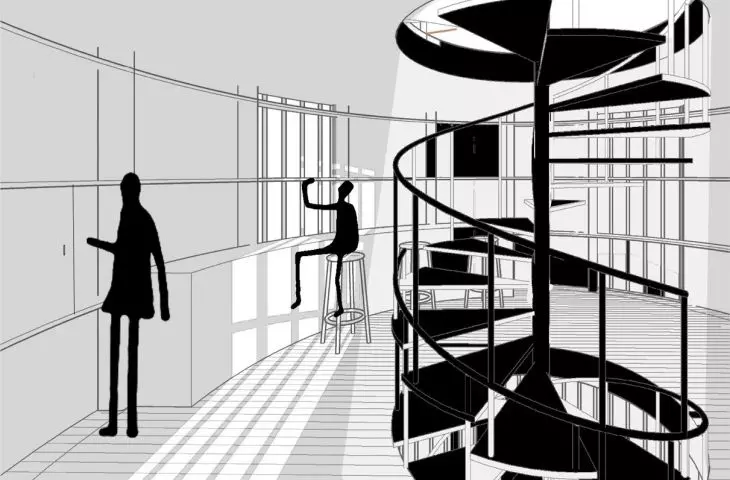 The first level is occupied by the living area