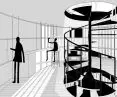The first level is occupied by the living area