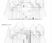 Yoga cabin, cross-section and elevation
