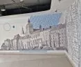 panorama Grudziądza zdobiąca ścianę galerii handlowej Alfa