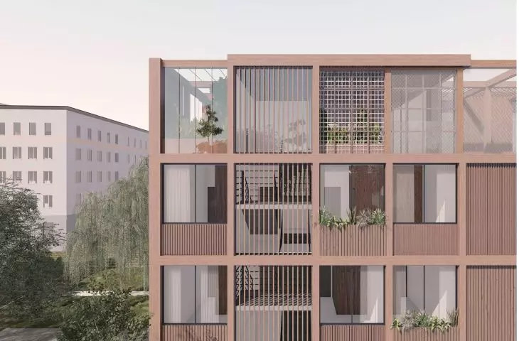 The point building consists of four floors