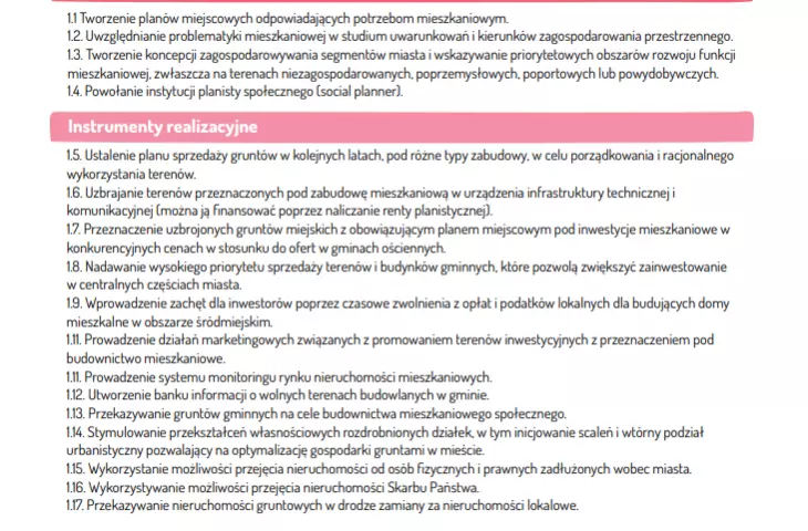 instrumenty planistyczne i realizacyjne