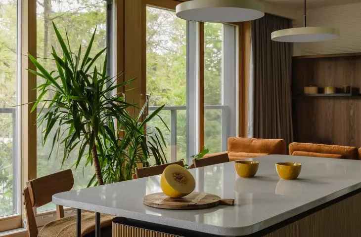 Fluted kitchen island