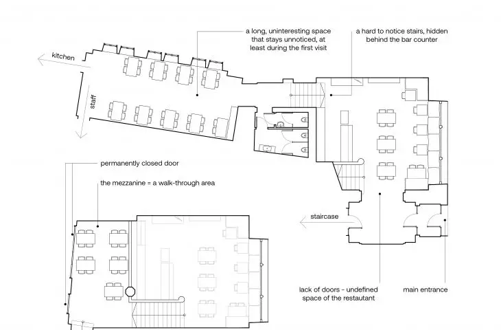 Jako bazę projektową architektka wybrała restaurację znajdującą się w parterze jednej z secesyjnych krakowskich kamienic