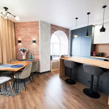 The kitchen island is fashionable, but in this case it clutters an already small space 