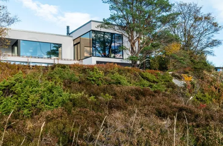The house was built on a natural hill