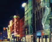 neony przy placu Wolności w Poznaniu, lata 70. XX wieku
