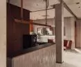leather lamp over the reception desk