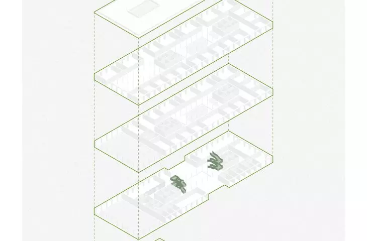 Art high school, axonometry, floors