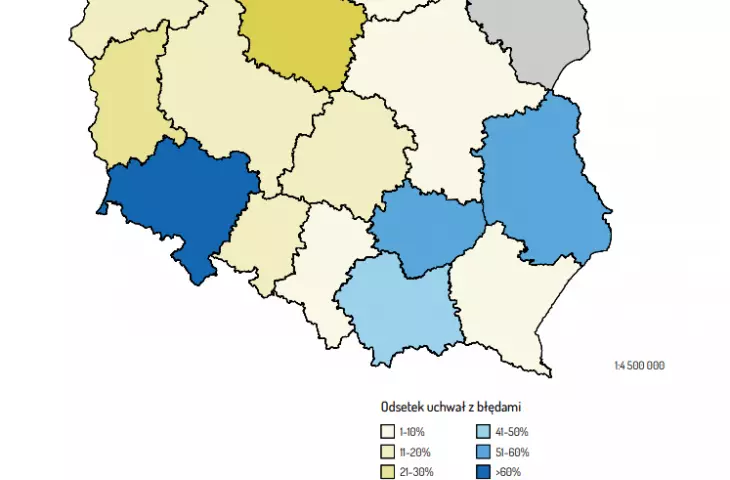 w związku ze zmianami prawnymi, część uchwał ustalanych w miastach jest błędna. najczęściej do uchwalania ustaw z błędami dochodzi w woj. Dolnośląskim