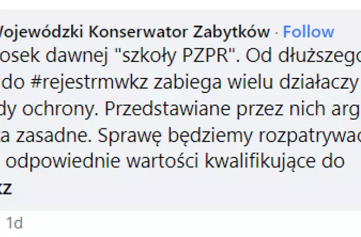 komentarz MWKZ na profilu Miasto Jest Nasze