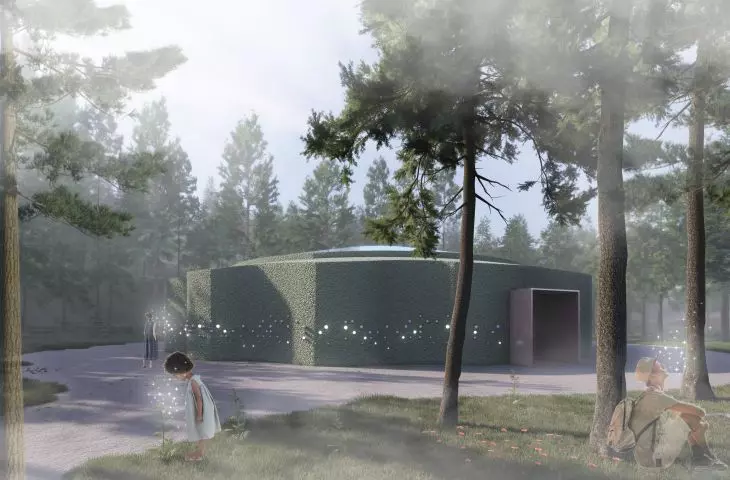 Therapeutic building with moss facade